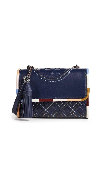 Shop Tory Burch Fleming Small Shoulder Bag In Navy Multi