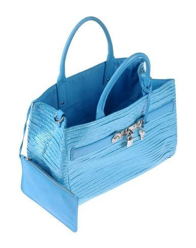 Shop Versace Handbags In Sky Blue