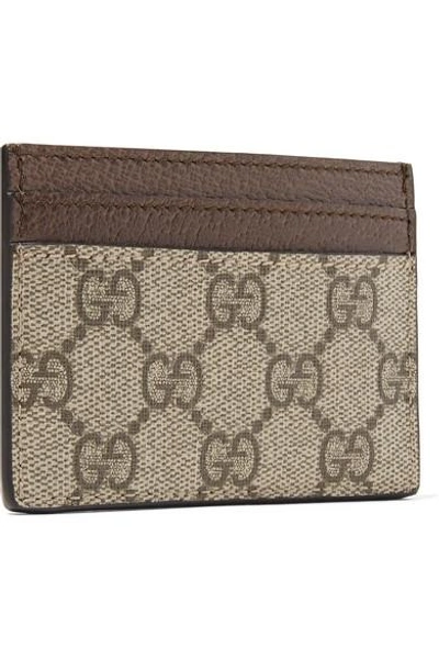 Shop Gucci Ophidia Textured Leather-trimmed Printed Coated-canvas Cardholder