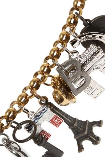 Shop Balenciaga Gold-tone Charm Bracelet In Brass