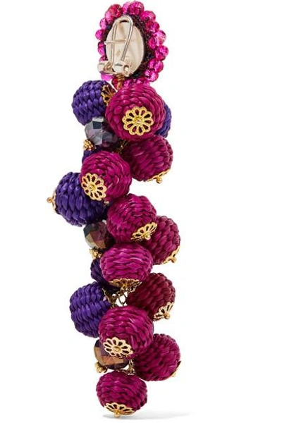 Shop Bibi Marini Cluster Bead, Silk And Gold-tone Earrings In Pink