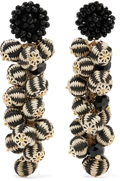 Shop Bibi Marini Cluster Bead, Silk And Gold-tone Earrings In Black