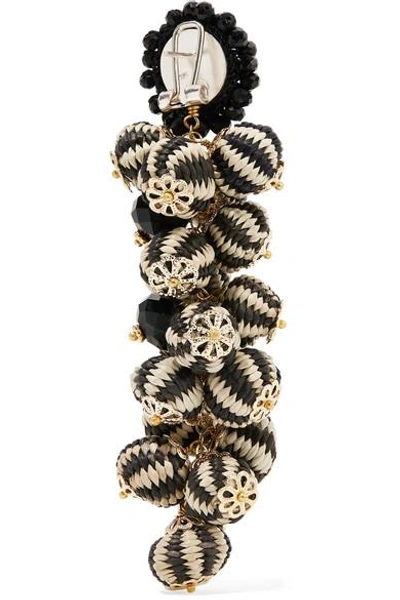 Shop Bibi Marini Cluster Bead, Silk And Gold-tone Earrings In Black
