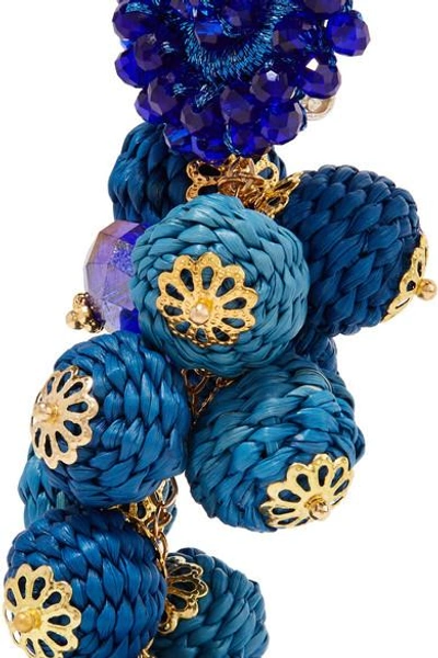 Shop Bibi Marini Cluster Bead, Silk And Gold-tone Earrings In Blue