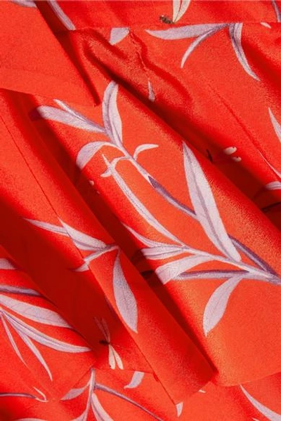 Shop Borgo De Nor Aiana Ruffled Printed Crepe De Chine Midi Dress In Red