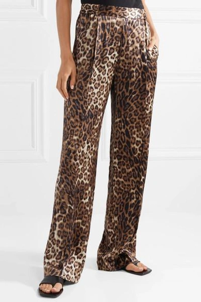 Shop Nili Lotan Vivianna Leopard-print Silk-satin Wide-leg Pants In Leopard Print