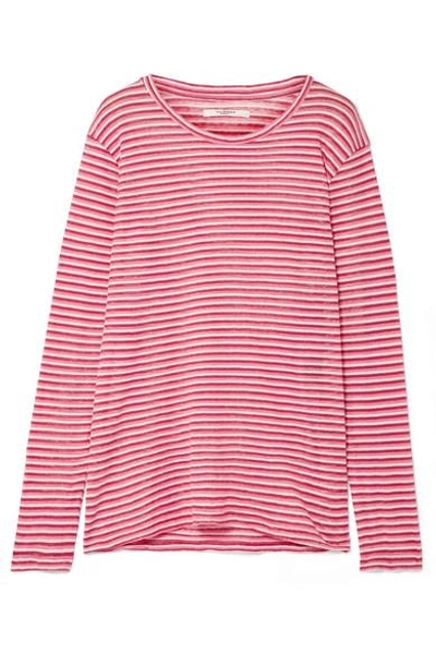 Shop Isabel Marant Étoile Kaaron Striped Linen And Cotton-blend Top In Pink