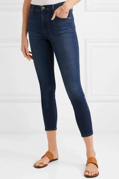 Shop J Brand Alana Cropped High-rise Skinny Jeans In Mid Denim