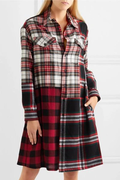 Shop Mcq By Alexander Mcqueen Patchwork Cotton Shirt Dress In Red