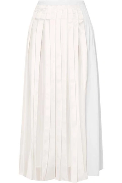 Shop 3.1 Phillip Lim / フィリップ リム Pleated Satin And Cotton-poplin Midi Skirt In White
