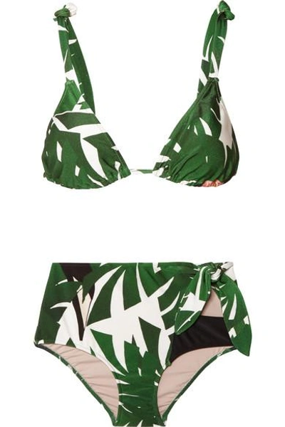 Shop Adriana Degreas Printed Triangle Bikini In Green