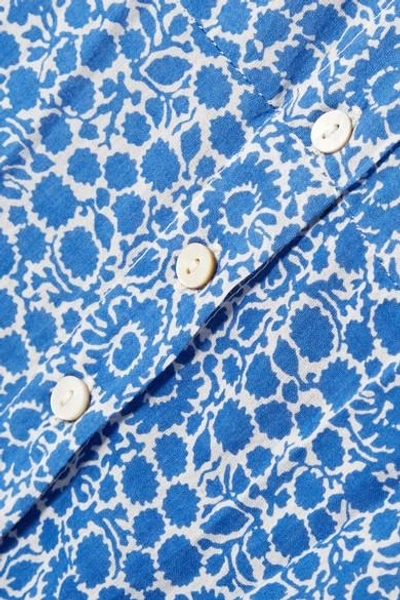 Shop Hatch Nessa Floral-print Cotton-voile Midi Dress In Blue