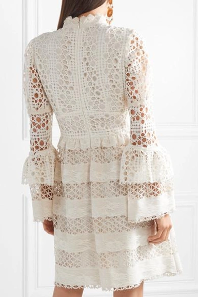Shop Anna Sui Dew Drop & Trellis Guipure Lace Mini Dress In Cream