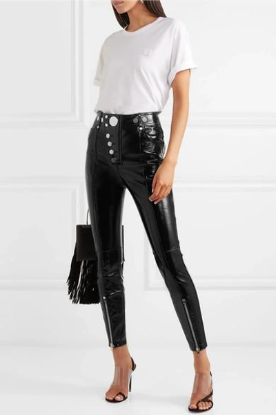 Shop Alexander Wang Glossed-leather Skinny Pants In Black