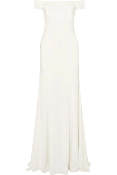 Shop Rime Arodaky Louvre Off-the-shoulder Crepe Gown In White