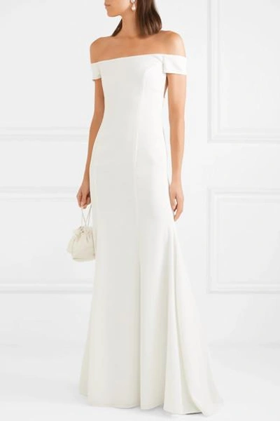 Shop Rime Arodaky Louvre Off-the-shoulder Crepe Gown In White
