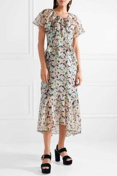 bloom chiffon midi dress