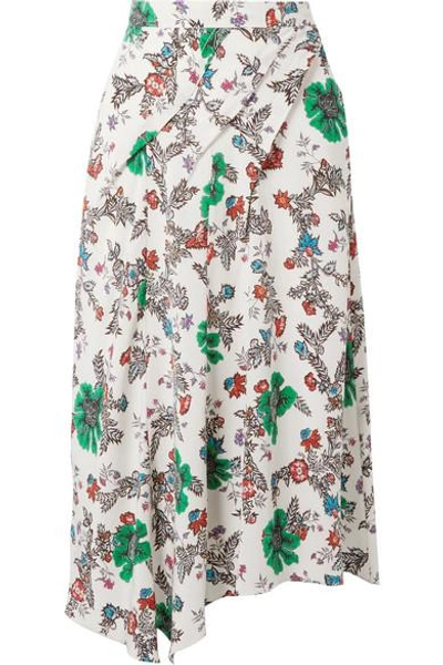 Shop Isabel Marant Cacia Floral-print Silk-blend Crepe De Chine Skirt In White