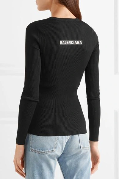 Shop Balenciaga Ribbed-knit Sweater In Black