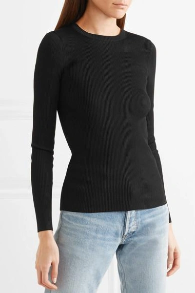 Shop Balenciaga Ribbed-knit Sweater In Black