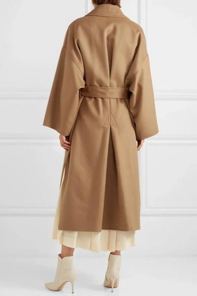 Shop Loewe Oversized Belted Wool And Cashmere-blend Coat In Camel