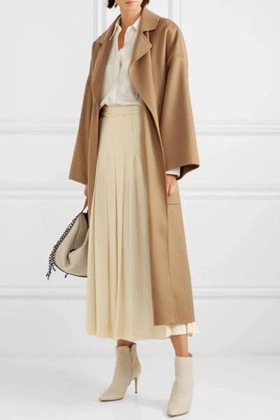 Shop Loewe Oversized Belted Wool And Cashmere-blend Coat In Camel