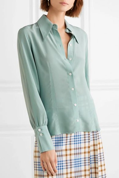 Shop Victoria Beckham Silk Crepe De Chine Shirt In Jade