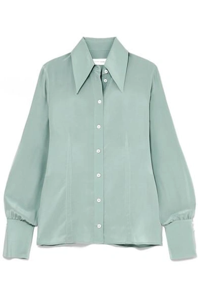 Shop Victoria Beckham Silk Crepe De Chine Shirt In Jade