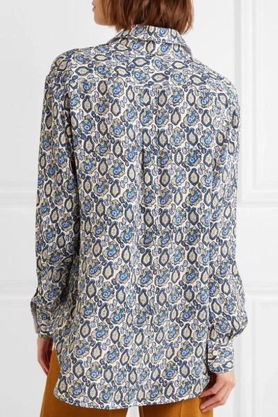 Shop Victoria Beckham Printed Silk-crepon Shirt In Blue