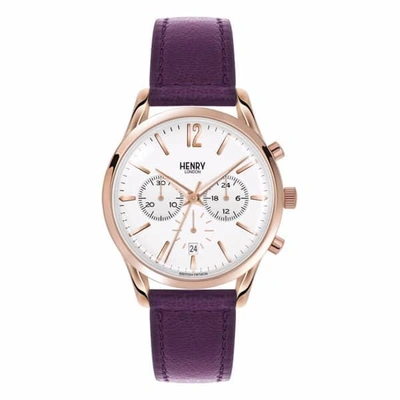 Shop Henry London Ladies 39mm Hampstead Chronograph Leather Watch