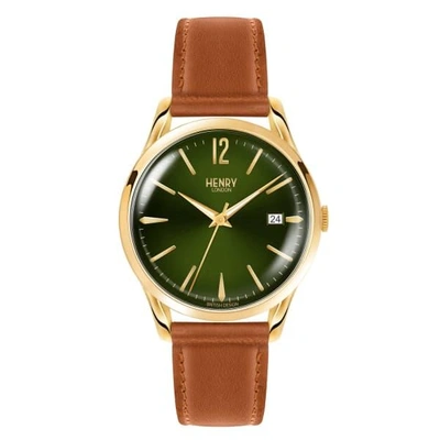 Shop Henry London Unisex 39mm Chiswick Tan Leather Moss Green Watch