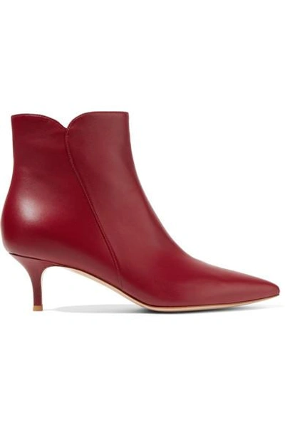 Shop Gianvito Rossi Levy 55 Leather Ankle Boots In Burgundy