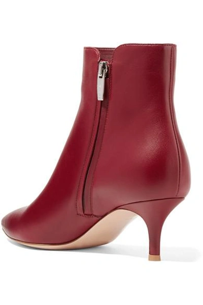 Shop Gianvito Rossi Levy 55 Leather Ankle Boots In Burgundy