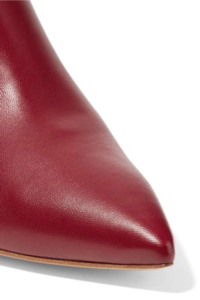 Shop Gianvito Rossi Levy 55 Leather Ankle Boots In Burgundy
