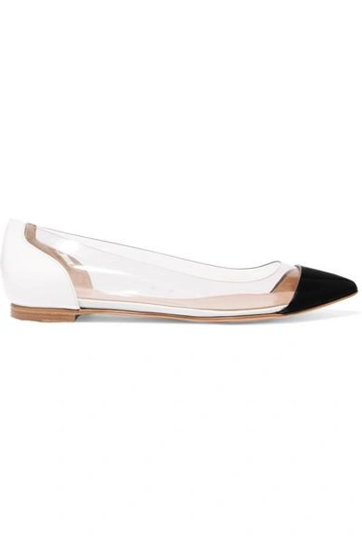 Shop Gianvito Rossi Plexi Patent-leather And Pvc Point-toe Flats In Black
