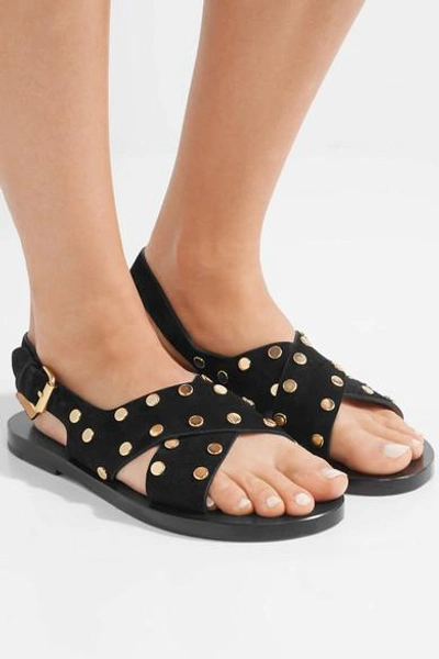 Shop Isabel Marant Jane Studded Suede Sandals In Black