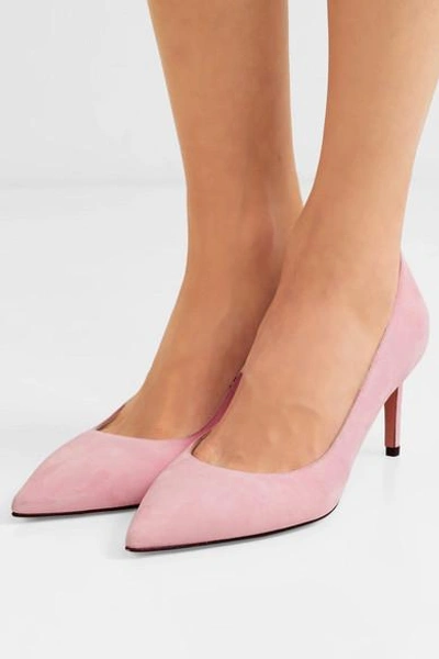 Shop Stuart Weitzman Leigh Suede Pumps In Pastel Pink