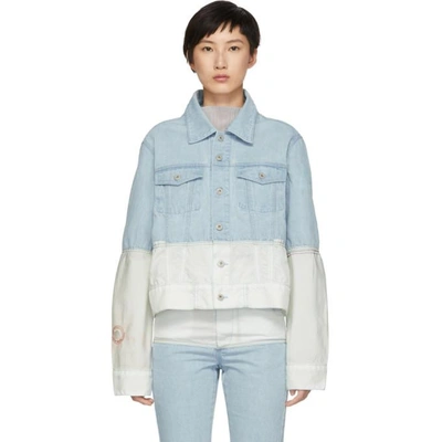 Shop Kanghyuk Blue And Off-white Airbag Denim Jacket In Skybl/ofwht