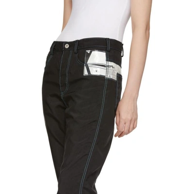 Shop Kanghyuk Black Airbag Straight Jeans In Black/skybl