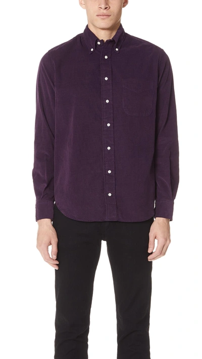 Shop Gitman Vintage Corduroy Shirt In Purple