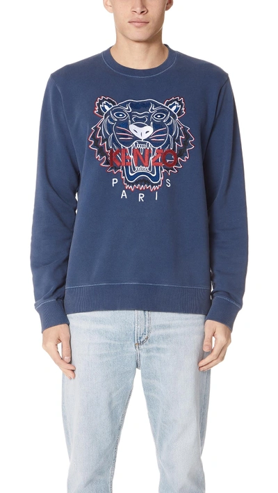Shop Kenzo Bleached Tiger Sweatshirt In Navy