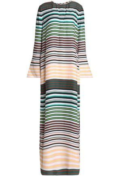 Shop Equipment Woman Niko Striped Washed-silk Maxi Dress Peach