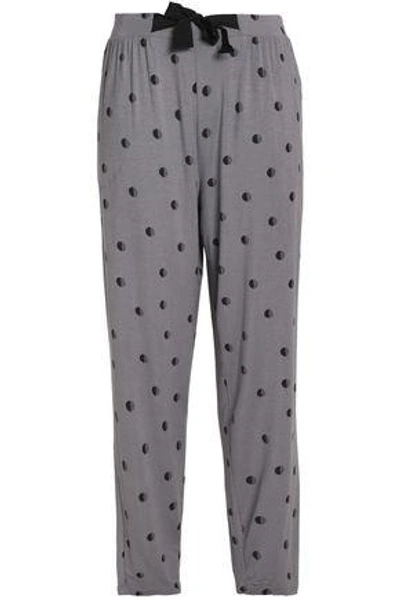 Shop Dkny Woman Striped Stretch-modal Jersey Pajama Pants Dark Gray