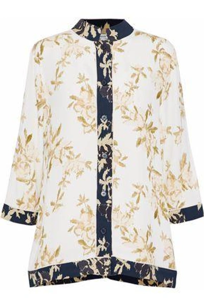 Shop Ganni Woman St. Pierre Printed Crepe De Chine Shirt Ivory