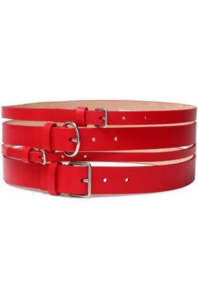 Shop Alexander Mcqueen Woman Leather Belt Red