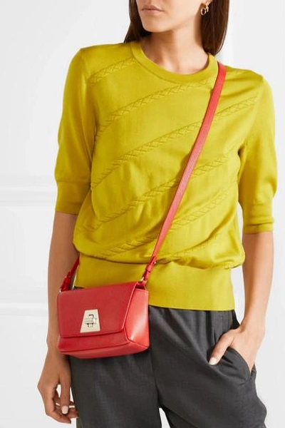 Shop Akris Anouk Little Day Textured-leather Shoulder Bag In Red