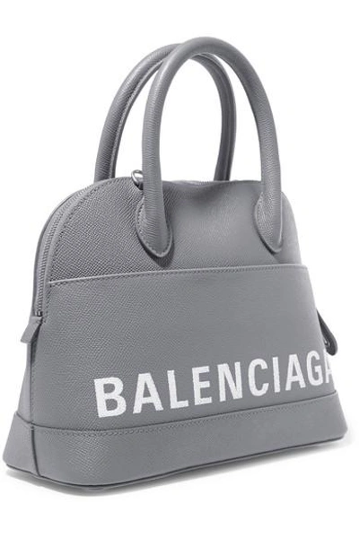 Shop Balenciaga Ville Small Printed Textured-leather Tote In Gray