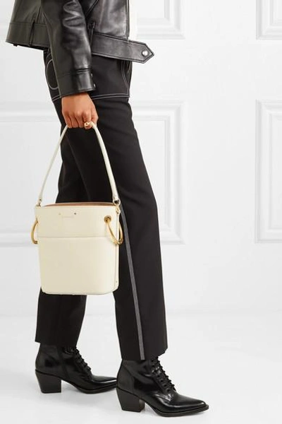 Shop Chloé Roy Small Leather Bucket Bag In Ivory