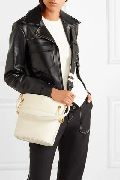 Shop Chloé Roy Small Leather Bucket Bag In Ivory