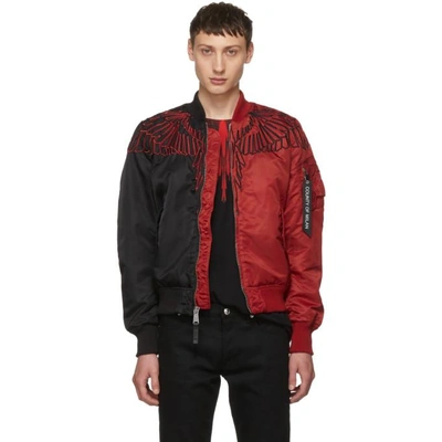 Shop Marcelo Burlon County Of Milan Black And Red Wings Ma-1 Bomber Jacket In Redblk
